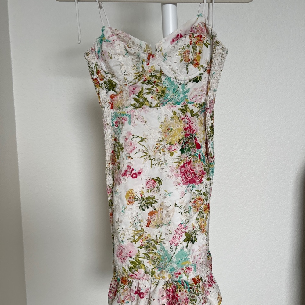 Vibrant Floral Strapless Dress